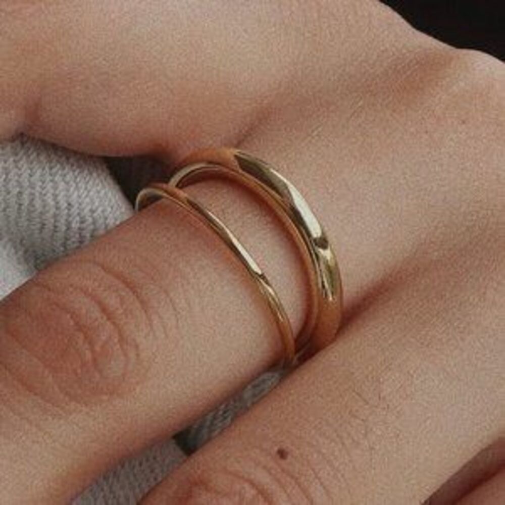 NEW 18K Gold Plated Double Layer Open Ring